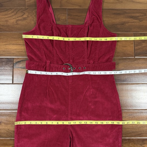 Free People Women's Size 12 Holly Berry Velvet Party Starter Belted Jumpsuit - Picture 6 of 12